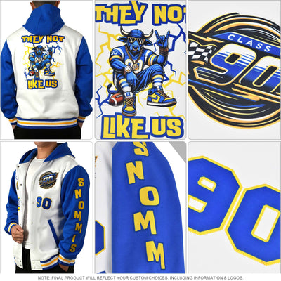 Custom Red Gold Raglan Sleeves Varsity Full-Snap Letterman Two Tone Jacket Hoodie