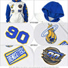 Custom Red Gold Raglan Sleeves Varsity Full-Snap Letterman Two Tone Jacket Hoodie